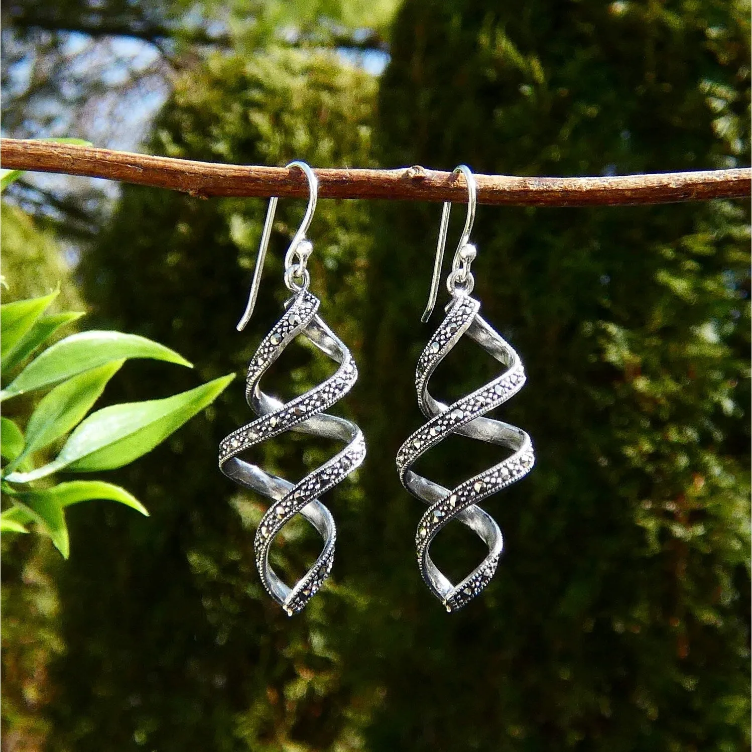 Marcasite Spiraling Line Sterling Silver Earring sold by Zulily product image thumbnail 3