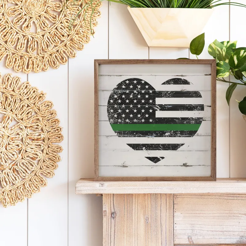 Thin Green Line Heart sold by Zulily