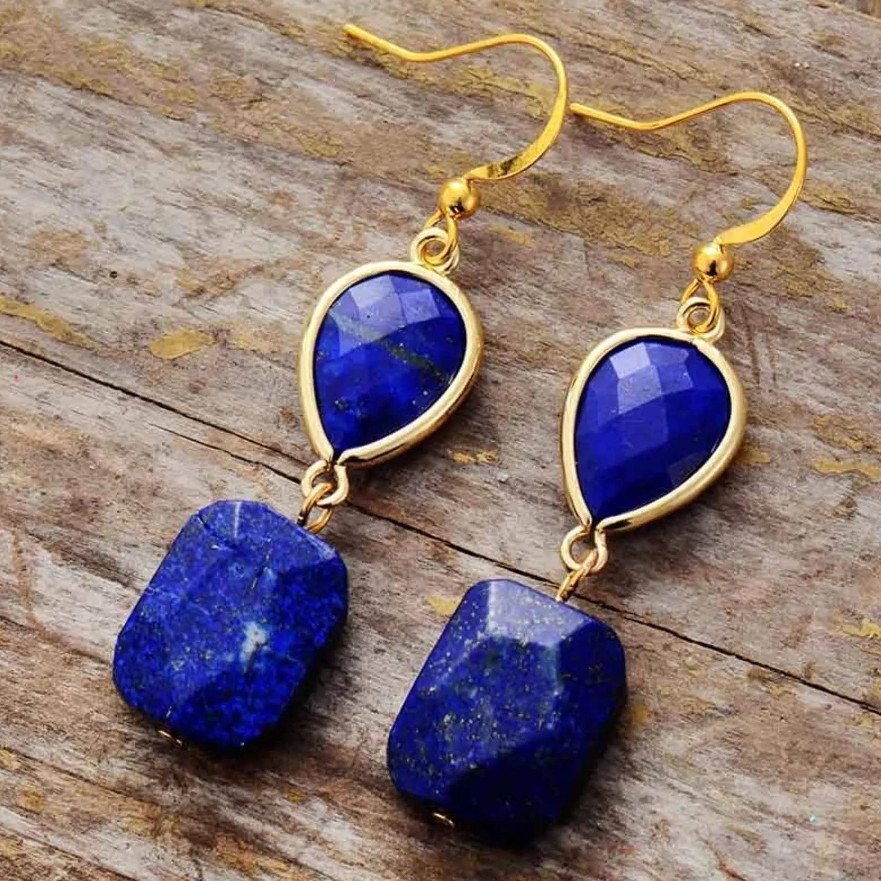 Goldtone Lapis Drop Earrings sold by Zulily product image thumbnail 4