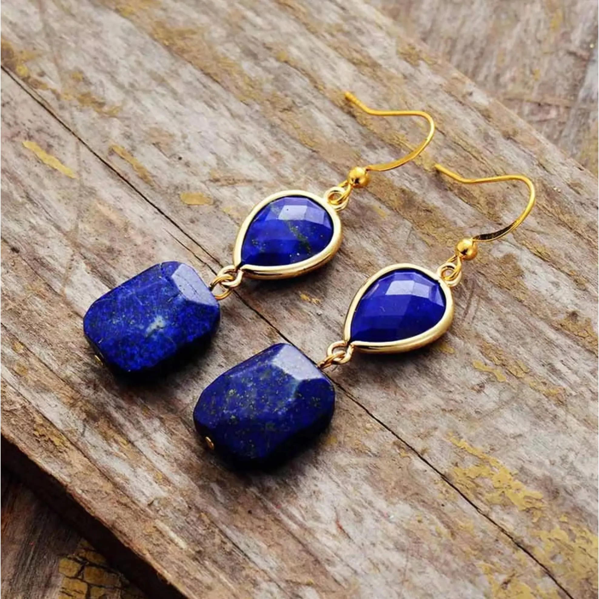 Goldtone Lapis Drop Earrings sold by Zulily product image thumbnail 3