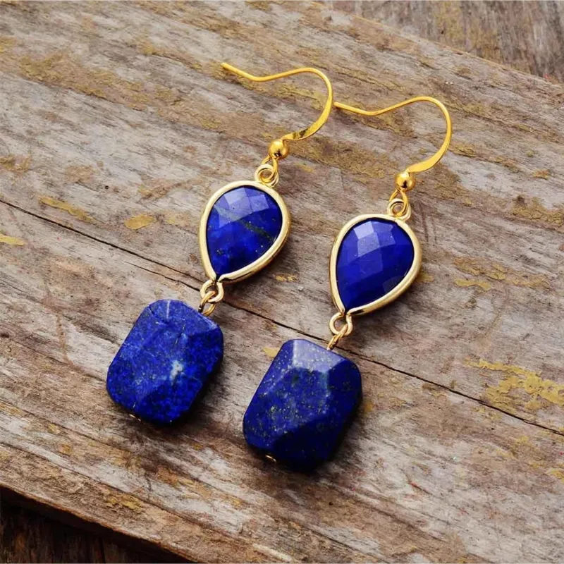 Goldtone Lapis Drop Earrings sold by Zulily