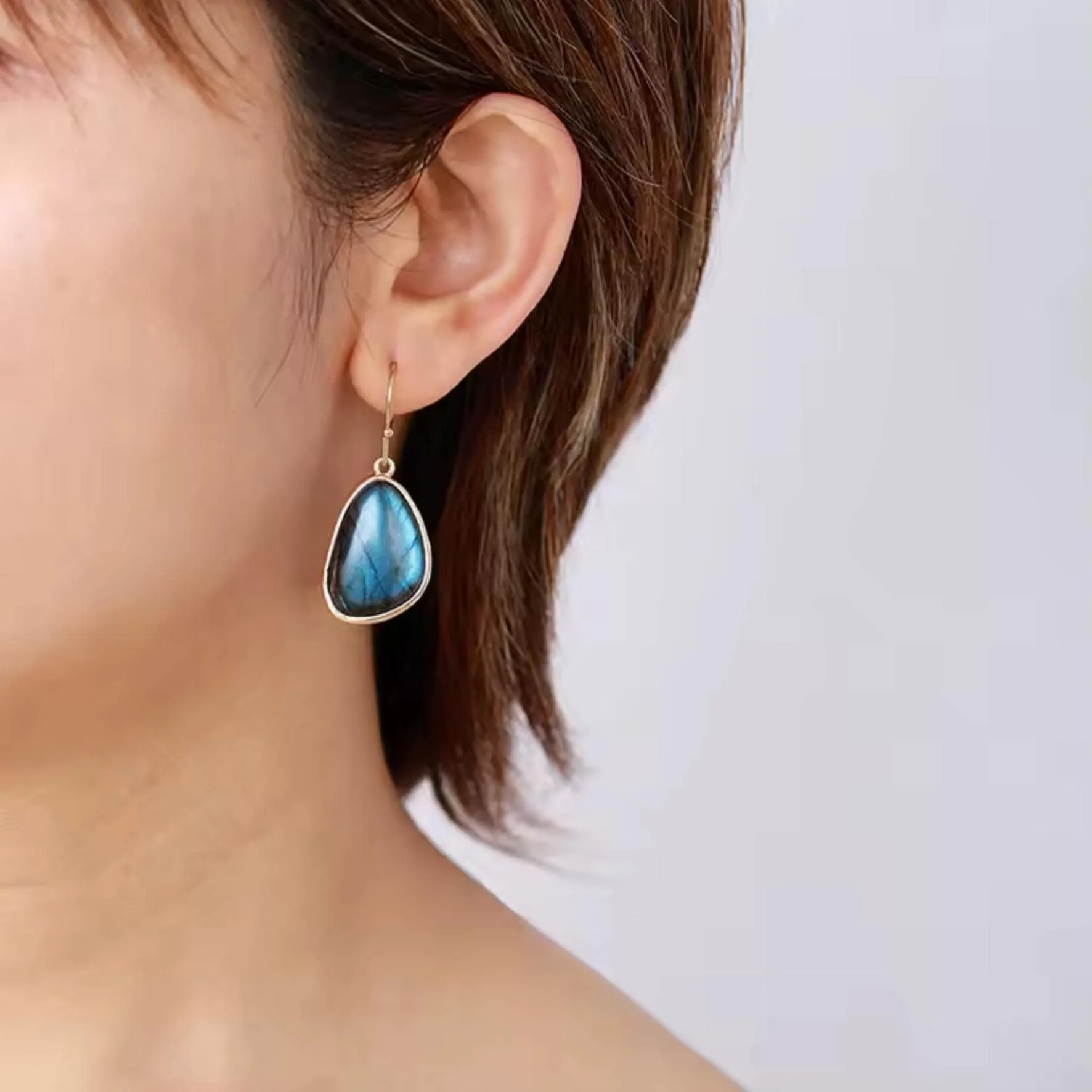 Labradorite Stone Drop Earrings sold by Zulily product image thumbnail 3