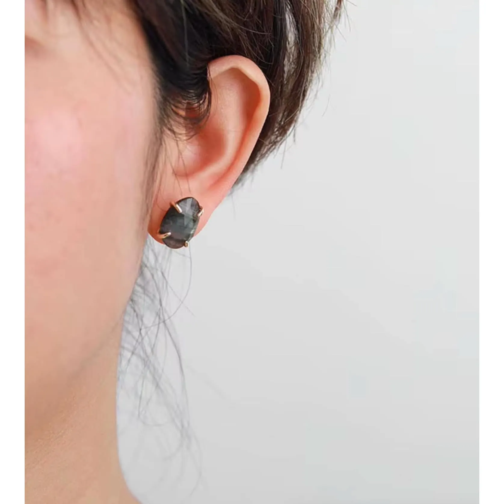 Handmade Natural Labradorite Stud Earrings sold by Zulily product image thumbnail 2