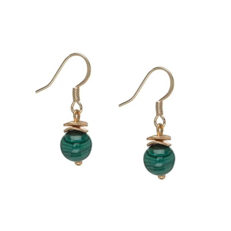 Goldtone Malachite Beaded Drop Earrings sold by Zulily