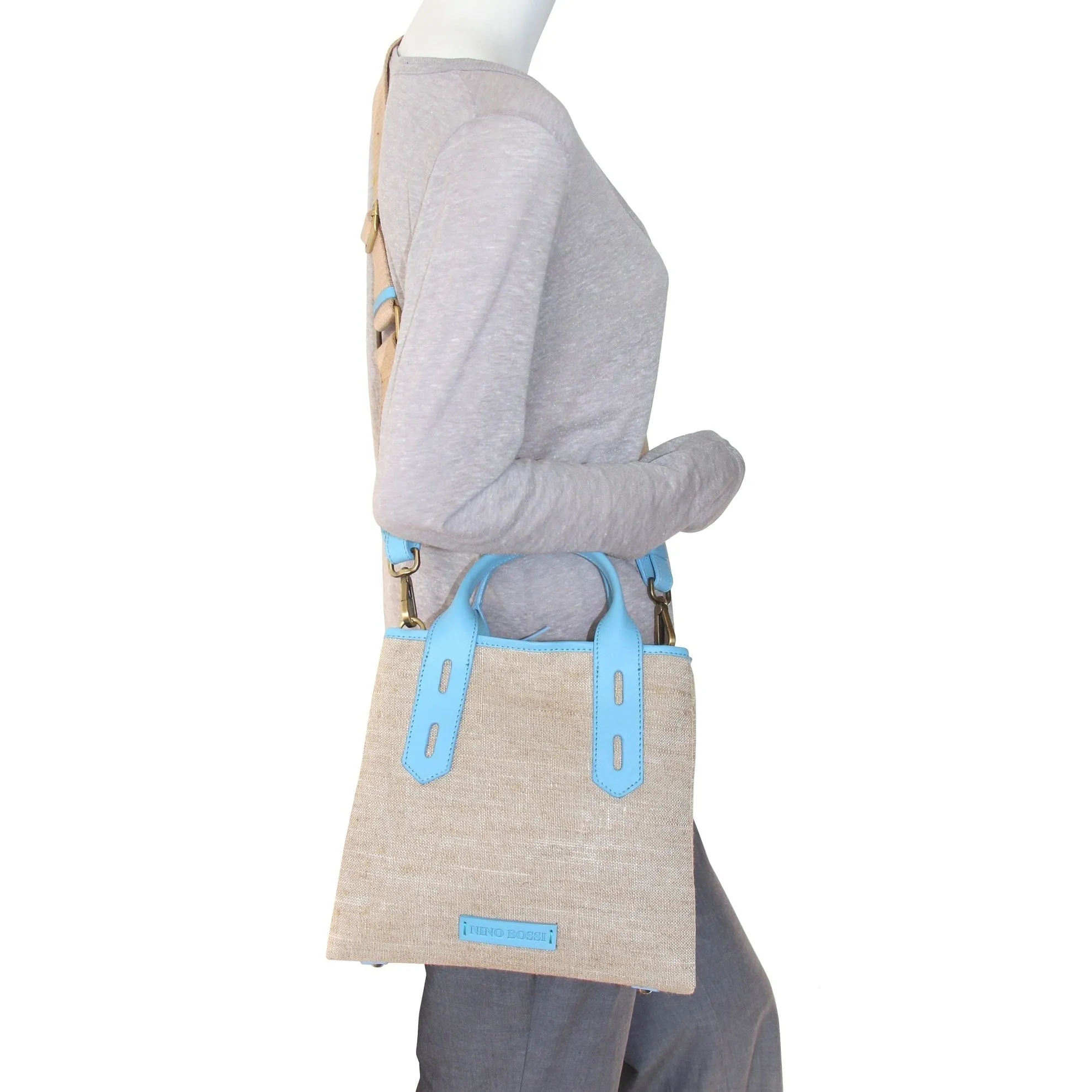 Nino Bossi Alisha Linen/Leather Crossbody Bag sold by Zulily product image thumbnail 5