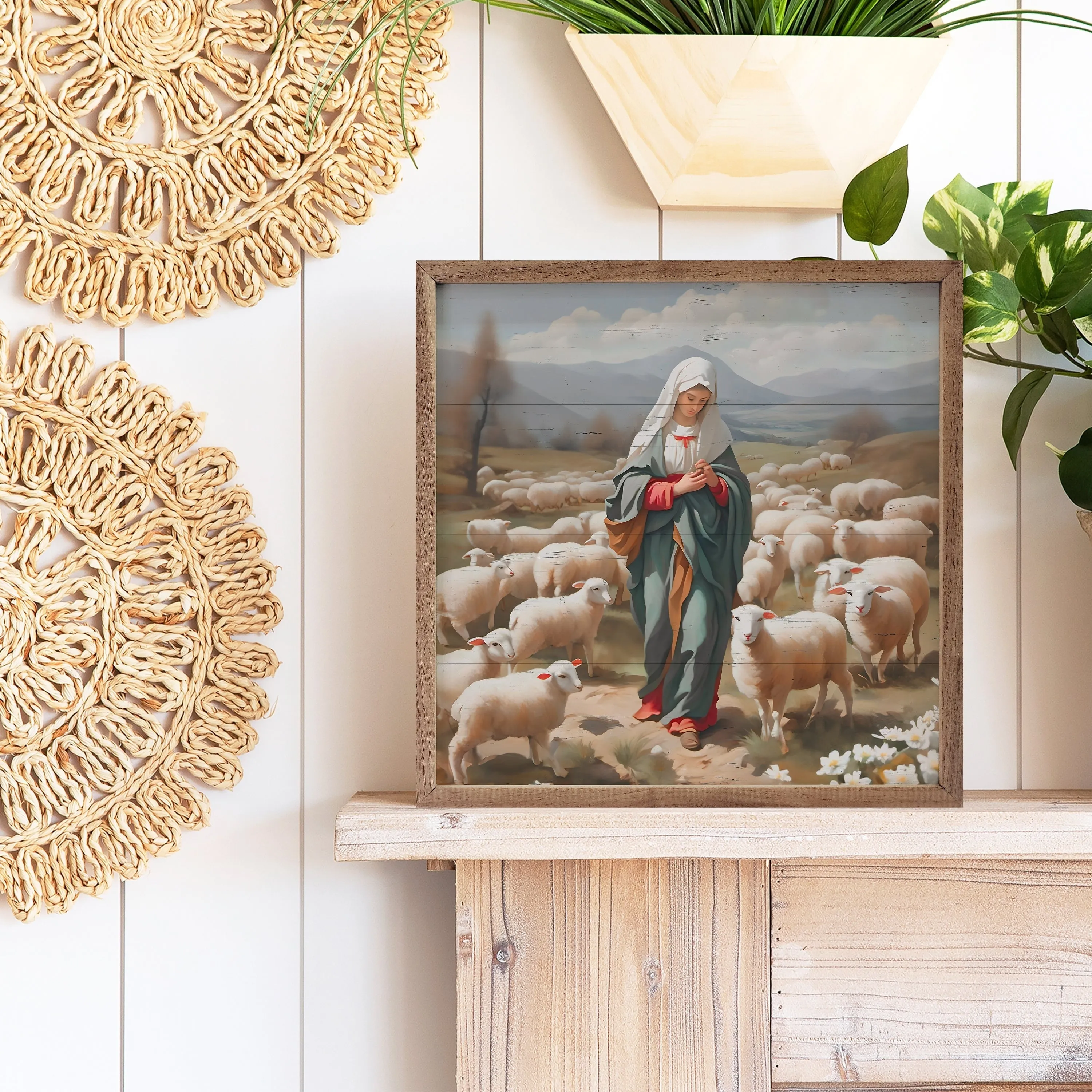 Mary With Sheep sold by Zulily