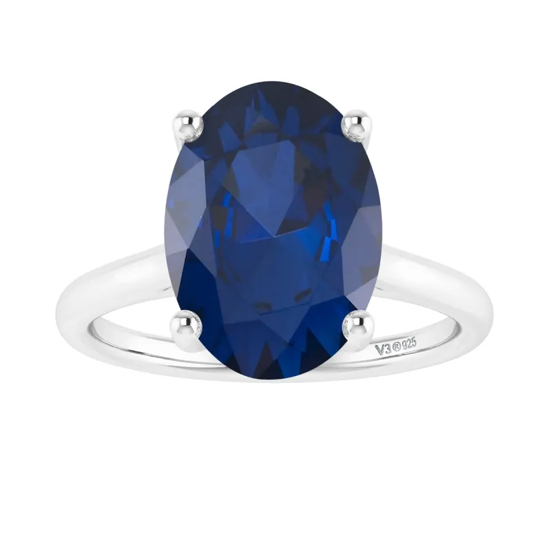 Sterling Silver Oval Shape 3.0CT Blue Sapphire Solitaire Ring sold by Zulily