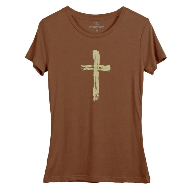 Weathered cross women's fitted tee sold by Zulily