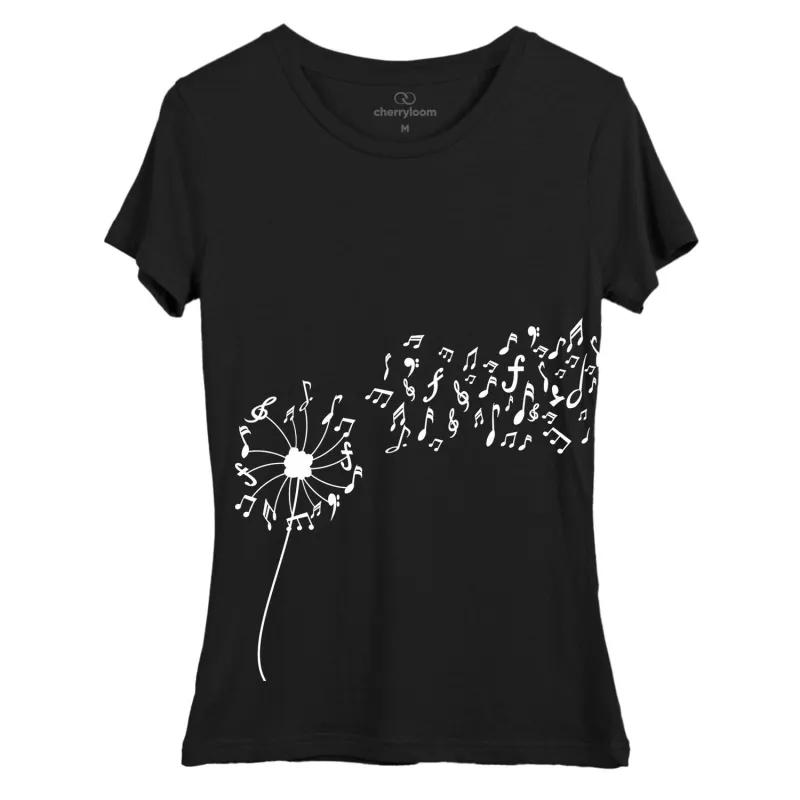 music notes dandelion women's fitted tee sold by Zulily