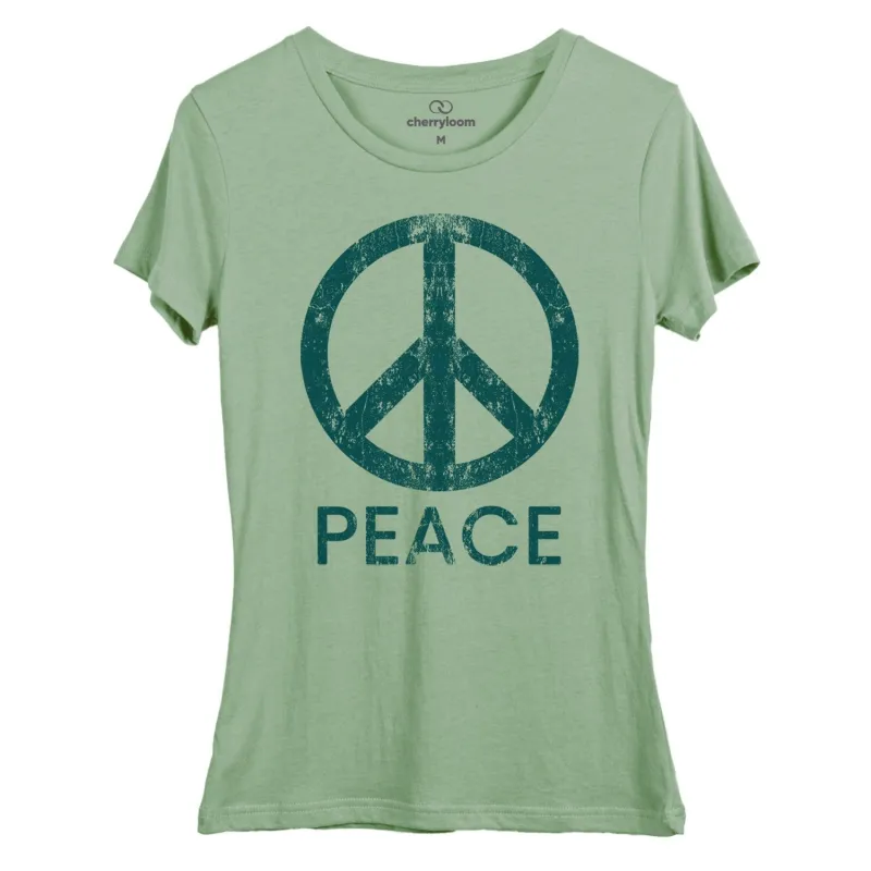 Weathered Peace Sign women's fitted tee sold by Zulily