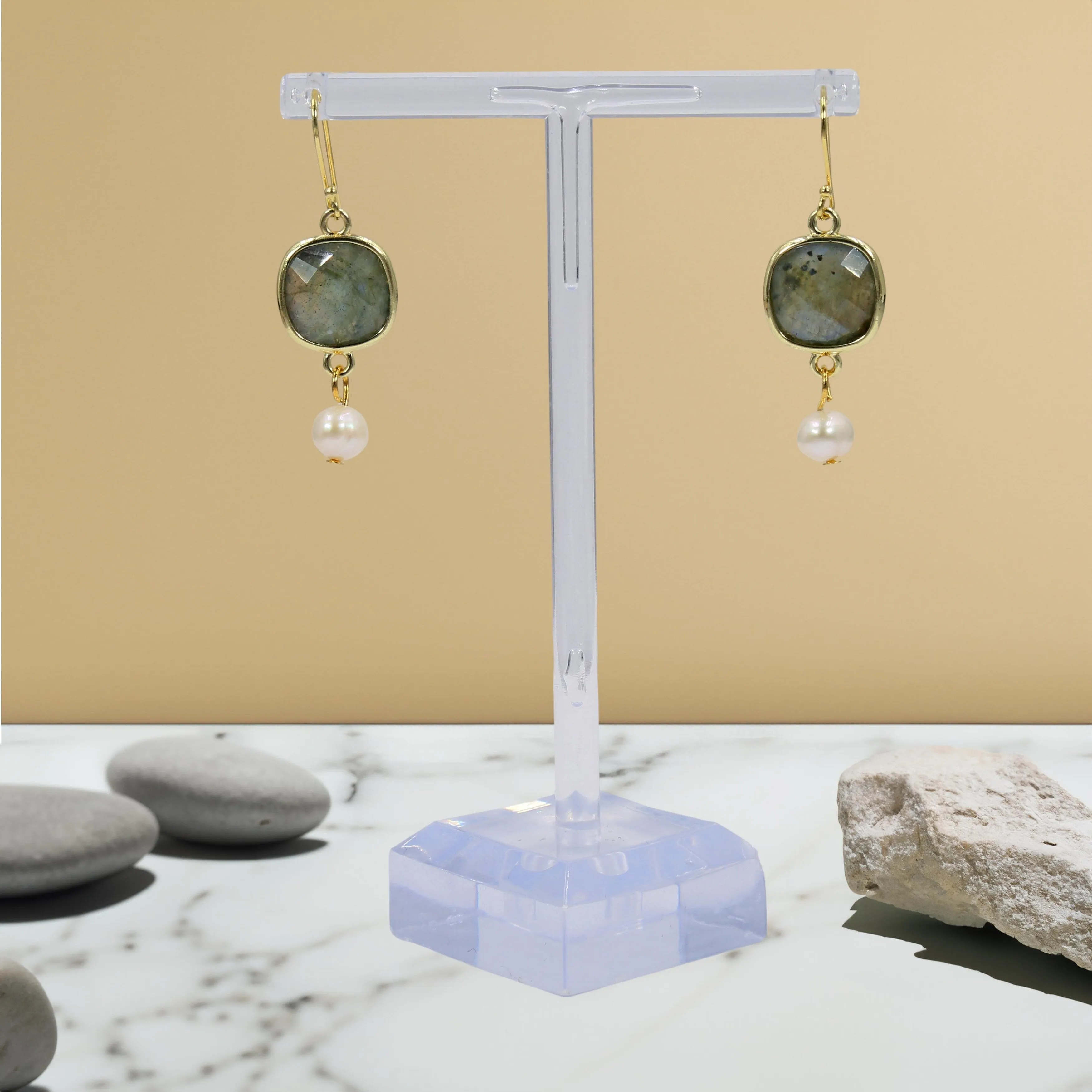 Labradorite & Gold Beaded Statement Necklace with Druzy Pendant sold by Zulily product image thumbnail 3