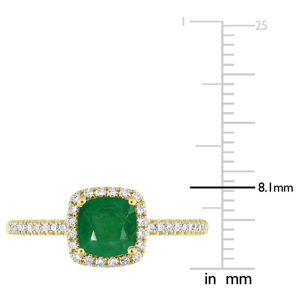 Miadora 14k Yellow Gold Cushion-cut Emerald & 1/5ct TDW Diamond Halo Engagement Ring sold by Zulily product image thumbnail 5