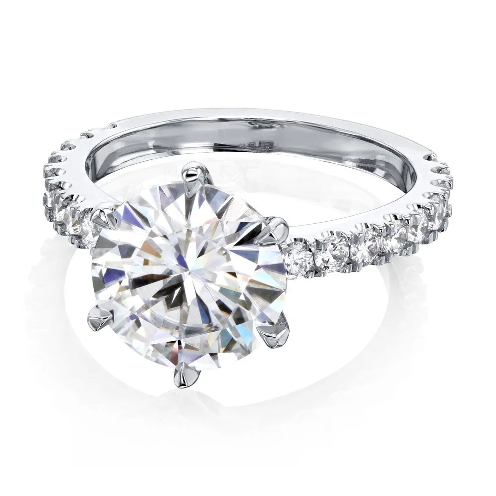 Annello by Kobelli 3.10 Carat Round Moissanite and 1/2ct Lab Grown Diamond 6-Prong Engagement Ring in 14k Gold (HI/VS, DEF/VS) sold by Zulily product image thumbnail 5
