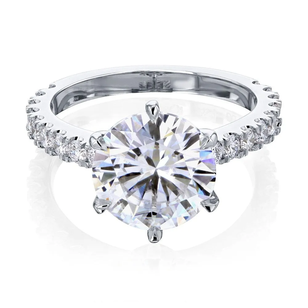 Annello by Kobelli 3.10 Carat Round Moissanite and 1/2ct Lab Grown Diamond 6-Prong Engagement Ring in 14k Gold (HI/VS, DEF/VS) sold by Zulily product image thumbnail 4