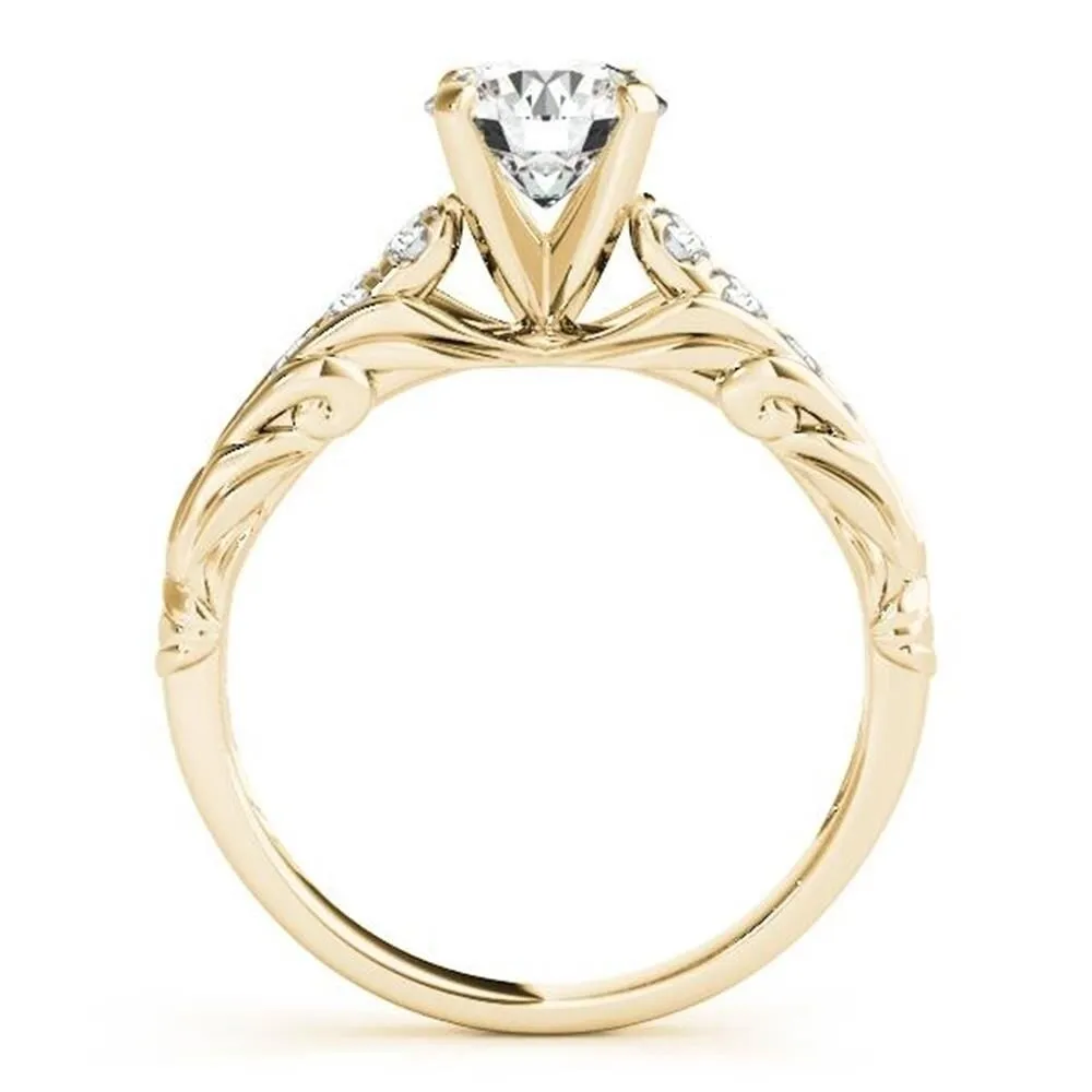 Auriya Unique Vintage 1ct Moissanite and 1/6ctw Diamond Engagement Ring 14k Gold sold by Zulily product image thumbnail 3