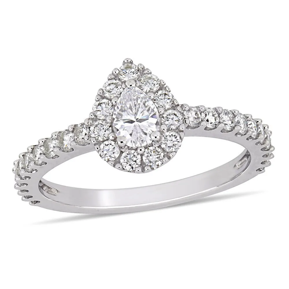 1ct TDW Diamond Teardrop Halo Engagement Ring in 14k White Gold by Miadora sold by Zulily product image thumbnail 2