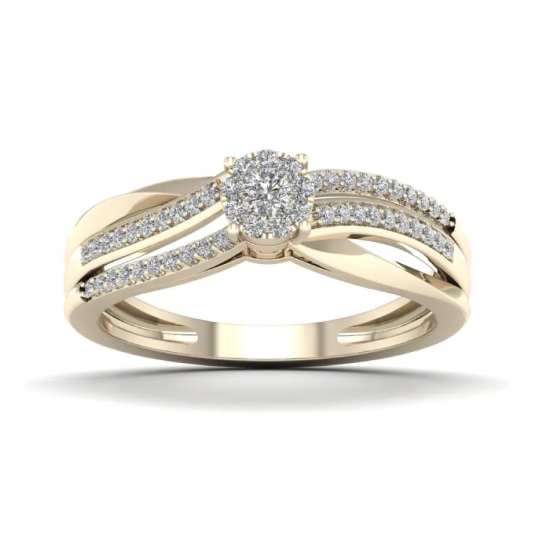 De Couer 1/5ct TDW Diamond Split Shank Ring - Yellow sold by Zulily