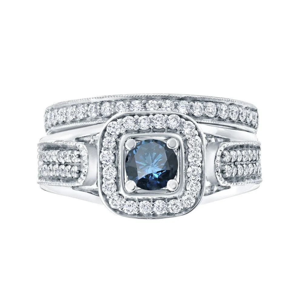Auriya 3/4ctw Round Blue Halo Diamond Engagement Ring Set 14k Gold sold by Zulily product image thumbnail 4