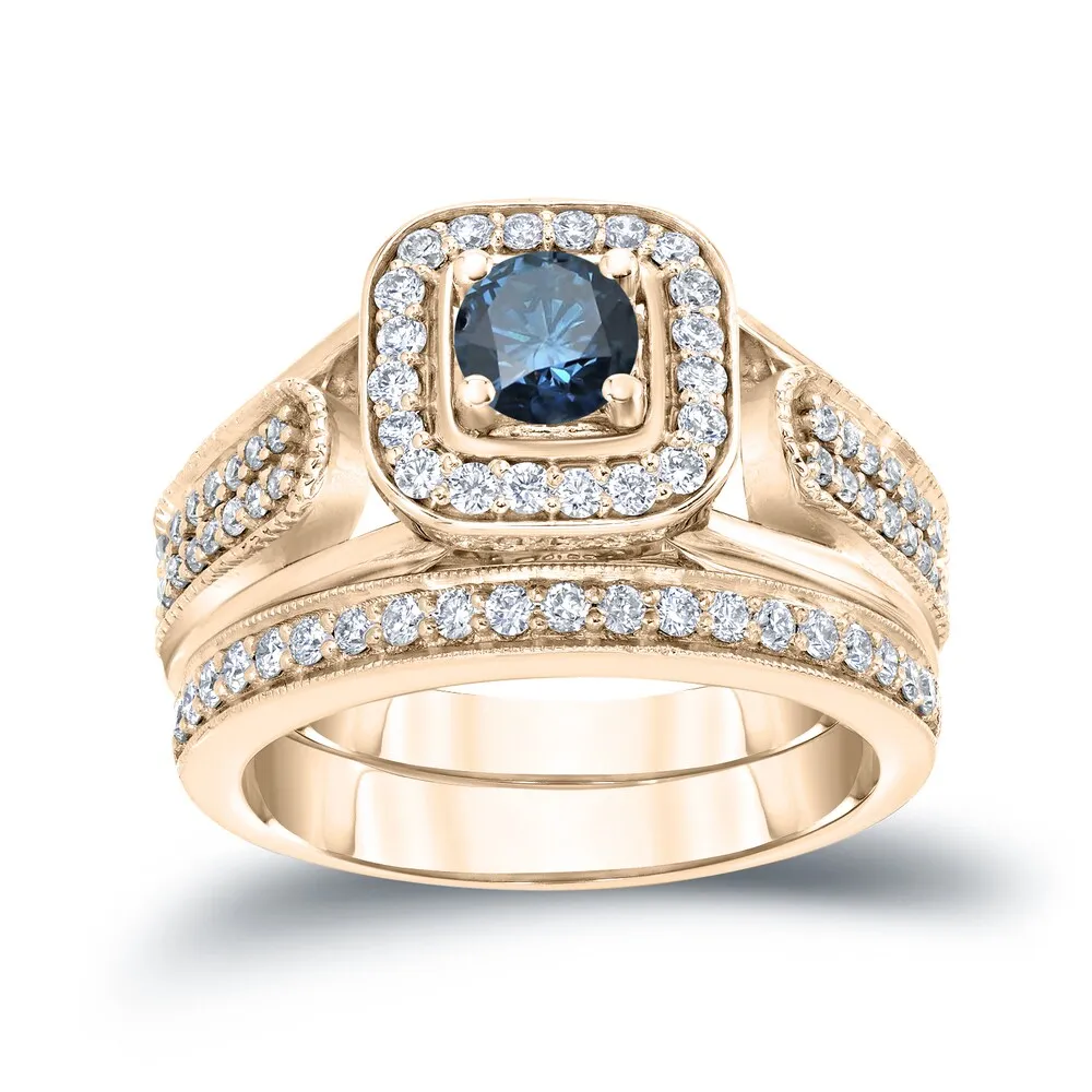 Auriya 3/4ctw Round Blue Halo Diamond Engagement Ring Set 14k Gold sold by Zulily product image thumbnail 2