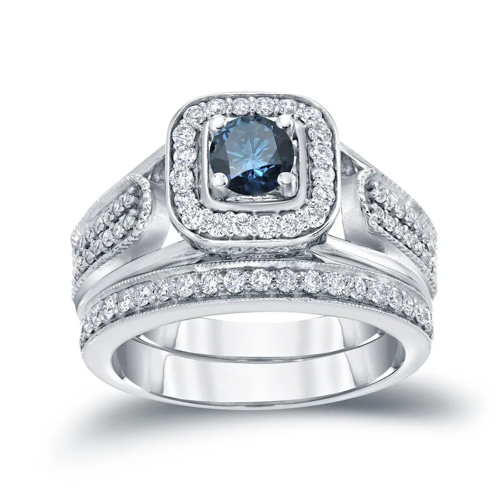 Auriya 3/4ctw Round Blue Halo Diamond Engagement Ring Set 14k Gold sold by Zulily