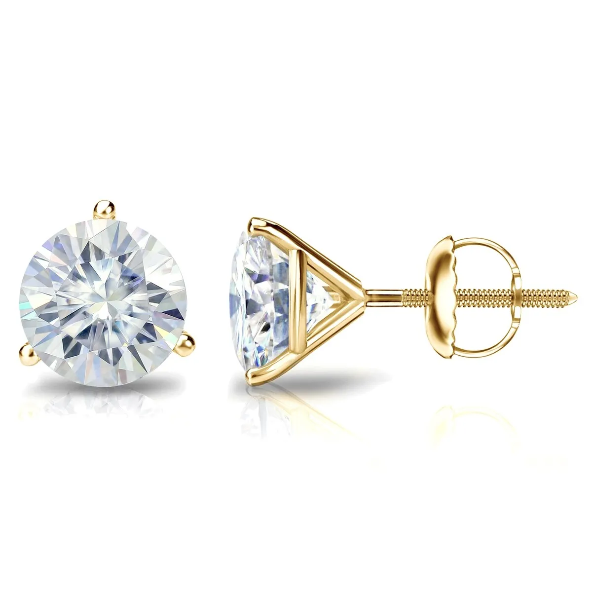Auriya 3ctw Round Moissanite Stud Earrings 18k Gold Martini-set - 7.4 mm sold by Zulily product image thumbnail 5
