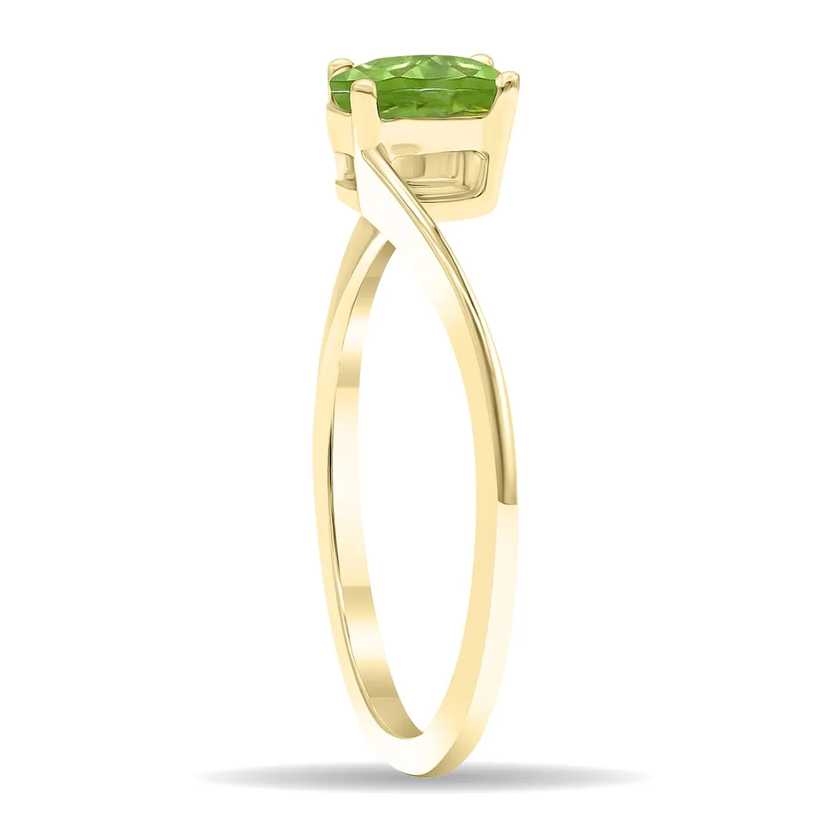 Women's Solitaire Oval Shaped Peridot Wave Ring in 10K Yellow Gold sold by Zulily product image thumbnail 2