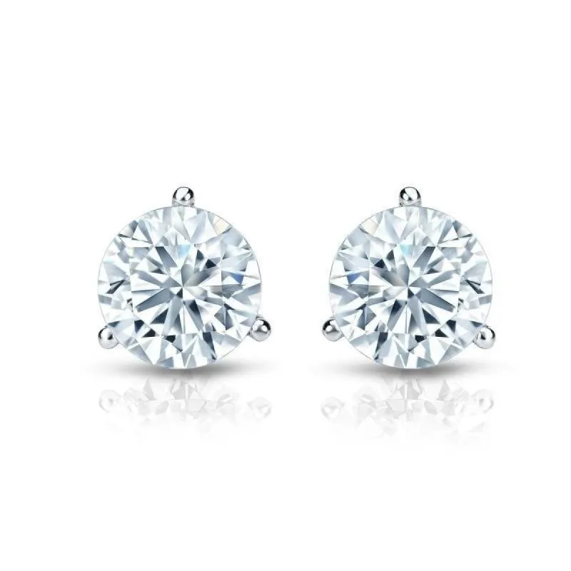 Auriya 1 3/4ctw 3 Prong Martini Set Round Diamond Stud Earrings 18kt Gold GIA Certified sold by Zulily