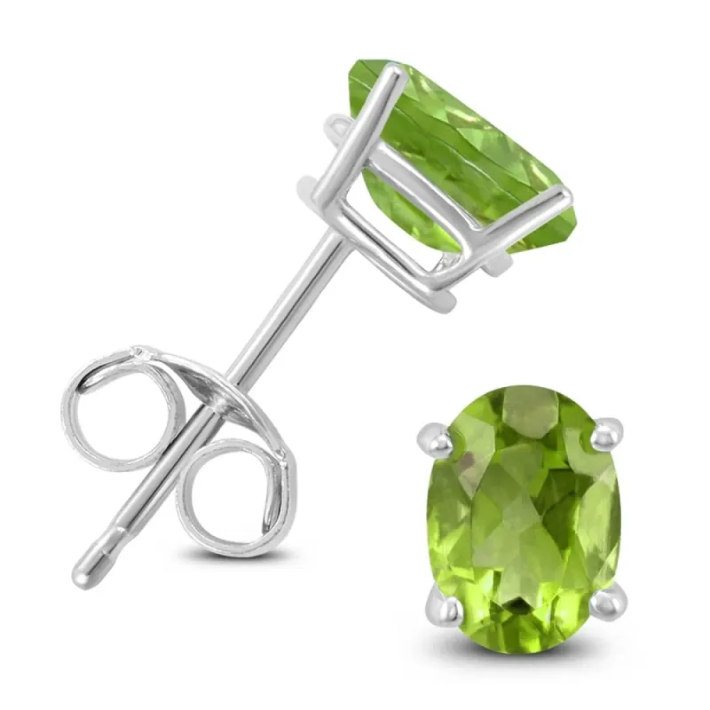 14K White Gold 6x4MM Oval Peridot Earrings sold by Zulily