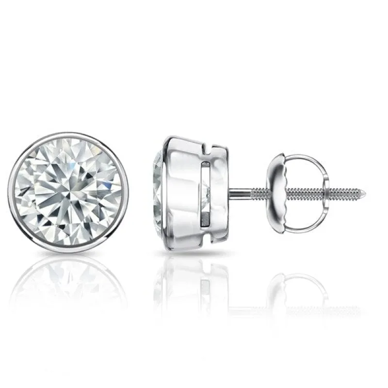 Auriya 3ctw Round Diamond Stud Earrings Bezel-set 18k Gold - GIA Certified sold by Zulily