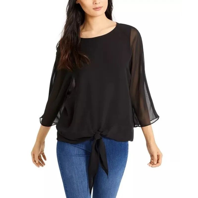 Vince Camuto Women's Tie Front Blouse Black Size Medium sold by Zulily