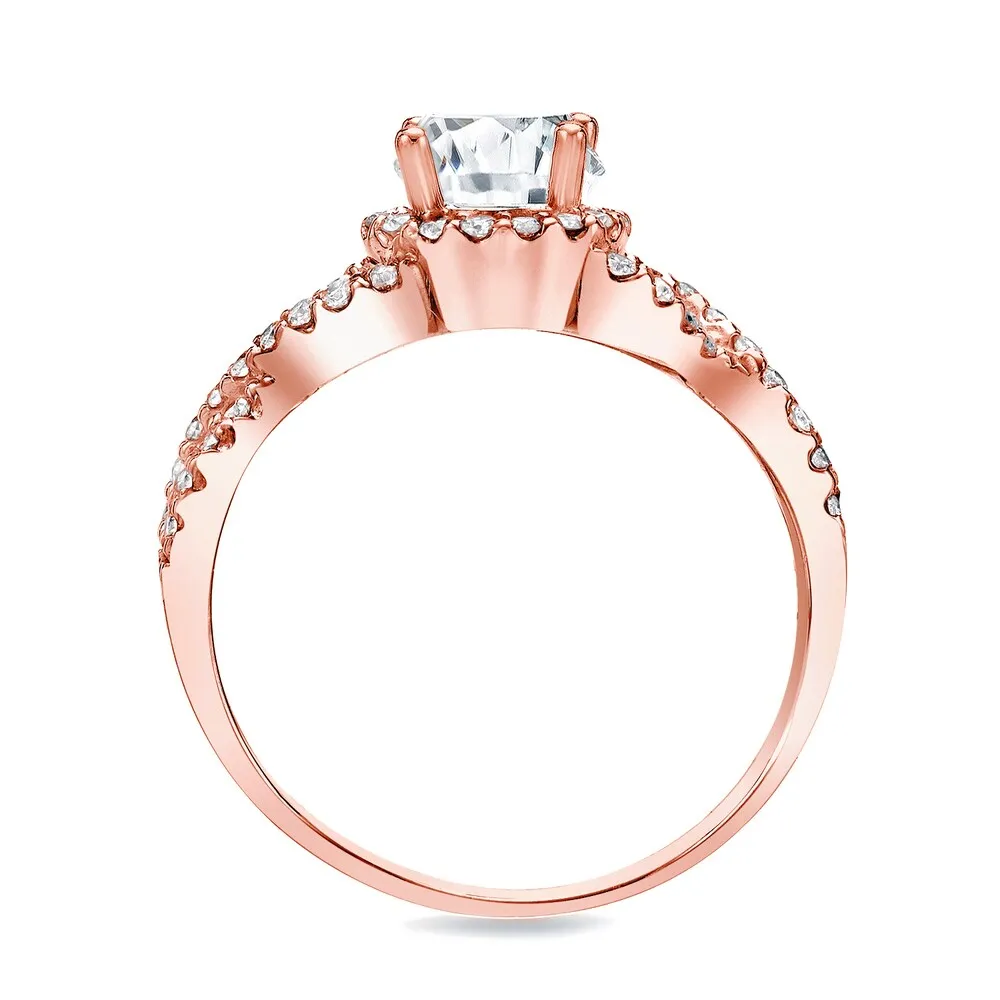 Auriya 14k Rose Gold 3/4ctw Split-shank Twist Halo Diamond Engagement Ring sold by Zulily product image thumbnail 4