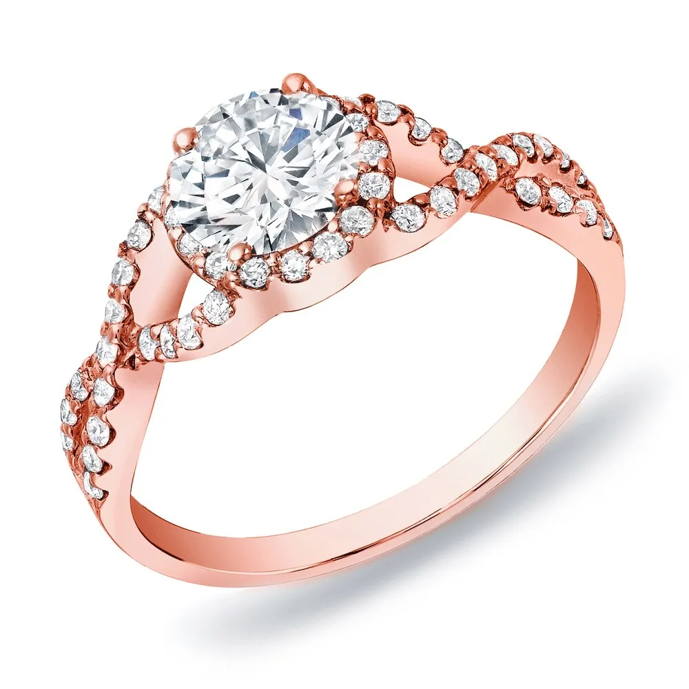 Auriya 14k Rose Gold 3/4ctw Split-shank Twist Halo Diamond Engagement Ring sold by Zulily product image thumbnail 2