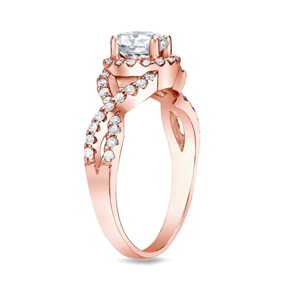 Auriya 14k Rose Gold 3/4ctw Split-shank Twist Halo Diamond Engagement Ring sold by Zulily product image thumbnail 3