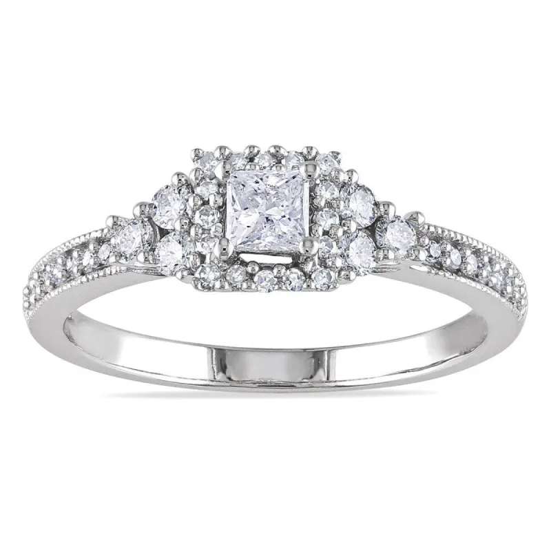 Miadora 14k White Gold 1/2ct TDW Certified Diamond Halo Engagement Ring sold by Zulily