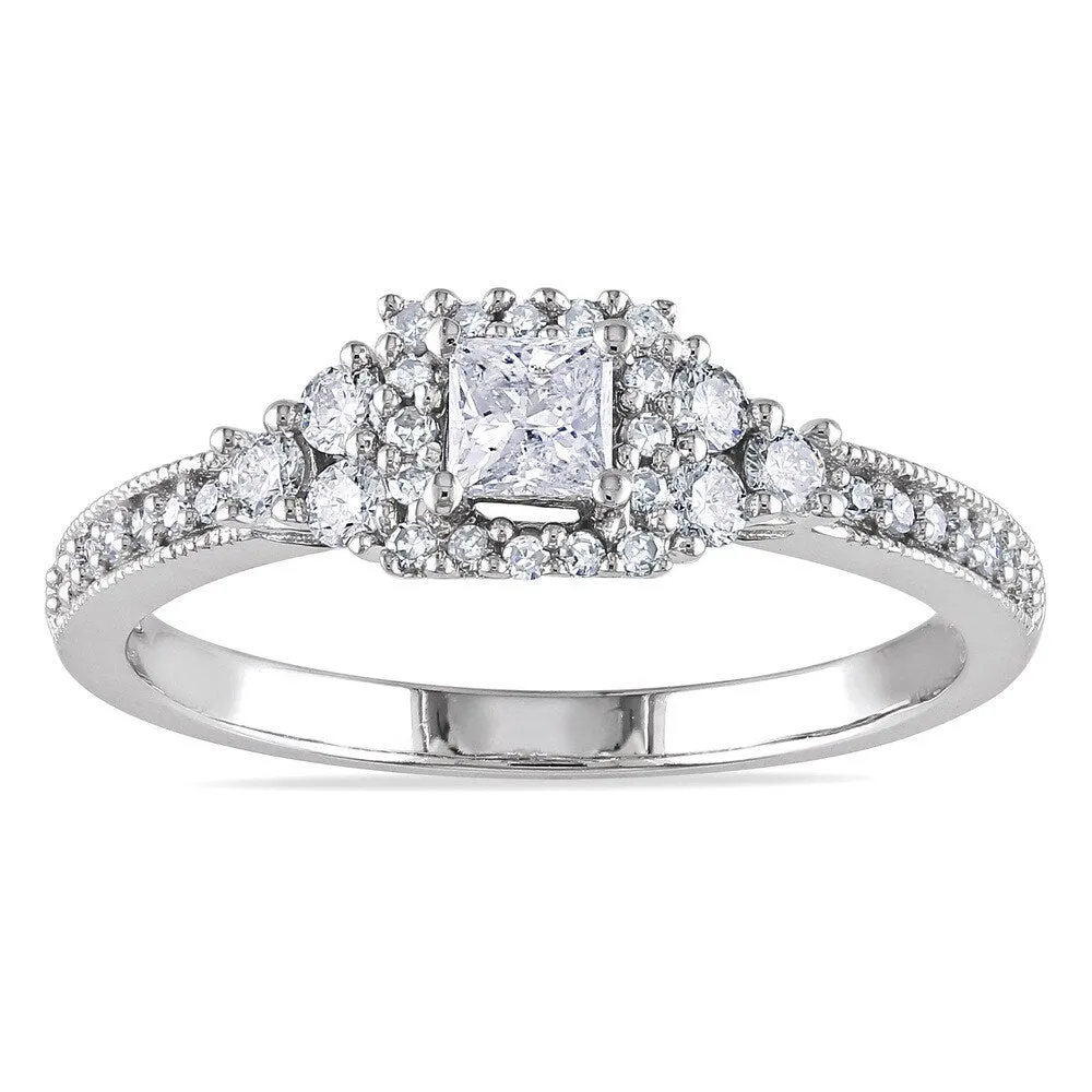 Miadora 14k White Gold 1/2ct TDW Certified Diamond Halo Engagement Ring sold by Zulily