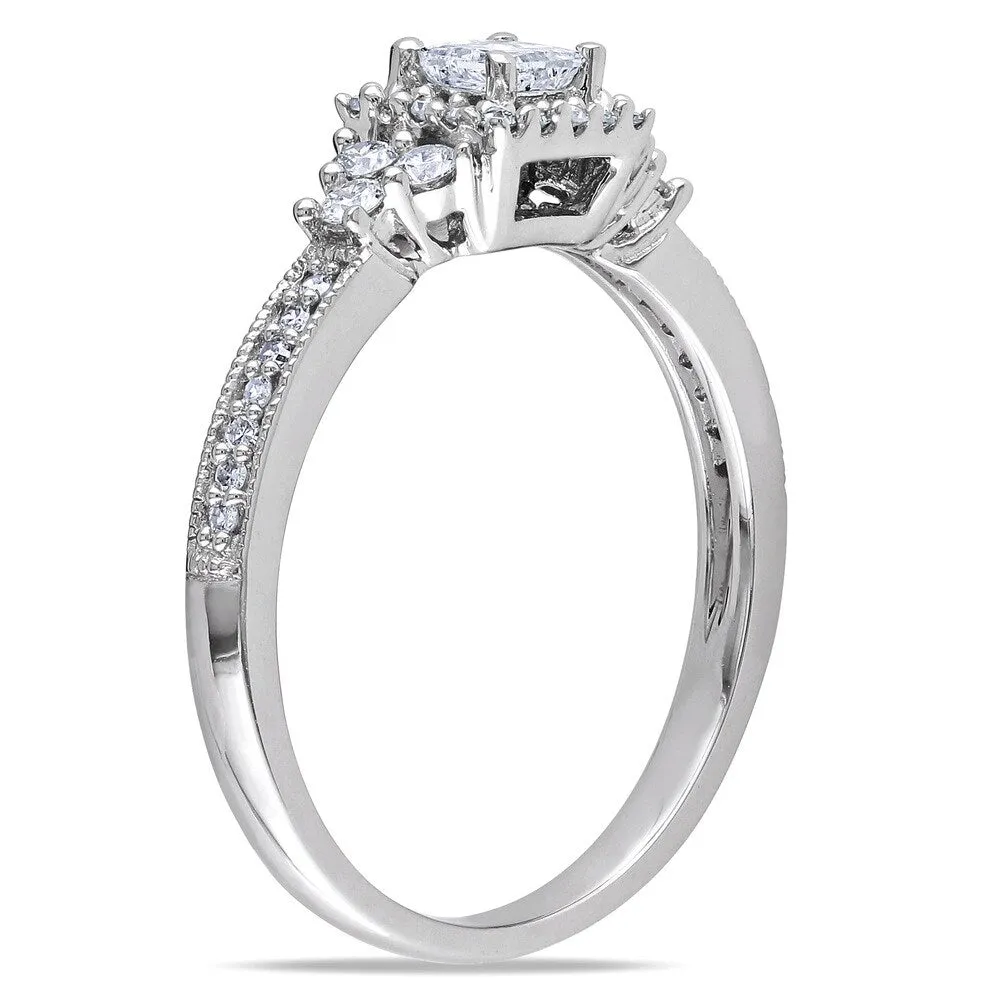 Miadora 14k White Gold 1/2ct TDW Certified Diamond Halo Engagement Ring sold by Zulily product image thumbnail 2