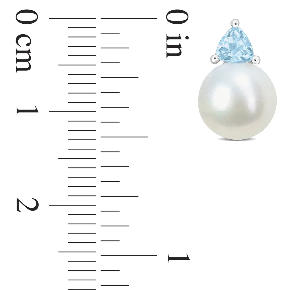 Miadora 8-8.5mm Cultured Freshwater Pearl and 1/2ct TGW Sky Blue Topaz Stud Earrings in 10k White Gold - 13 mm x 8.5 mm x 8.5 mm sold by Zulily product image thumbnail 4