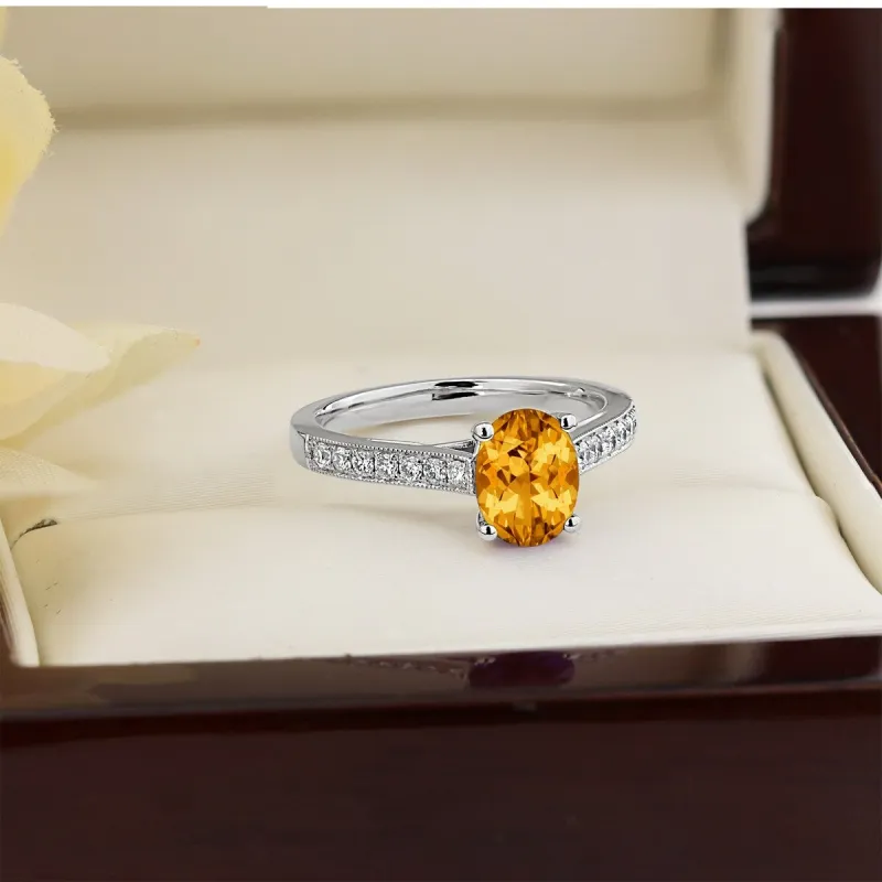 Auriya 1 1/5ct Fancy Oval Citrine and Diamond Engagement Ring 1/4ctw 14k Gold sold by Zulily