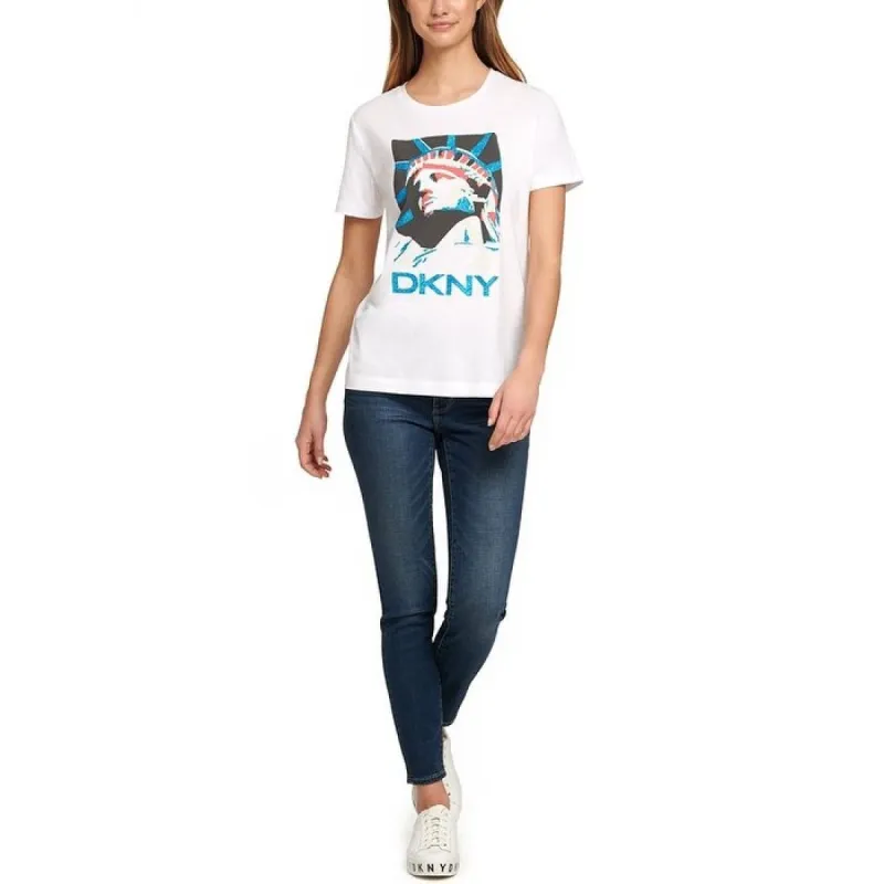 DKNY Women's Glitter Logo T-Shirt White Size XL sold by Zulily