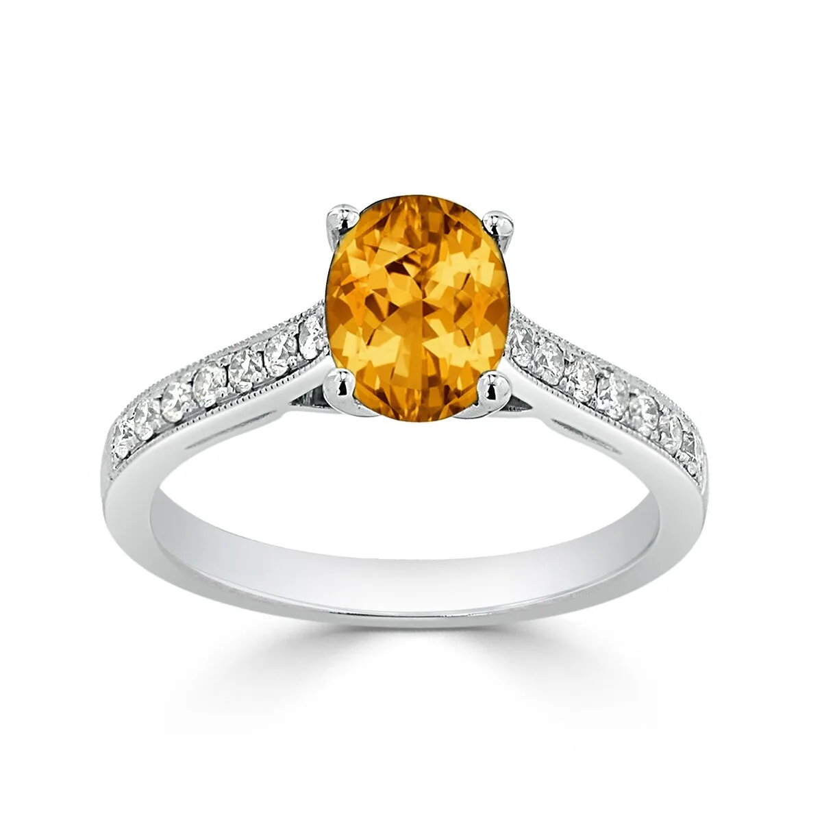 Auriya 1 1/5ct Fancy Oval Citrine and Diamond Engagement Ring 1/4ctw 14k Gold sold by Zulily product image thumbnail 3