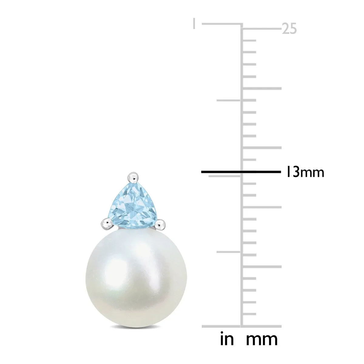 Miadora 8-8.5mm Cultured Freshwater Pearl and 1/2ct TGW Sky Blue Topaz Stud Earrings in 10k White Gold - 13 mm x 8.5 mm x 8.5 mm sold by Zulily product image thumbnail 3