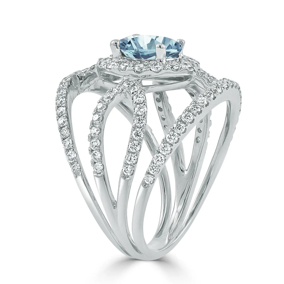 Auriya Modern 5/8ct Oval-cut Aquamarine and Diamond Ring 1ctw 18K Gold sold by Zulily product image thumbnail 3