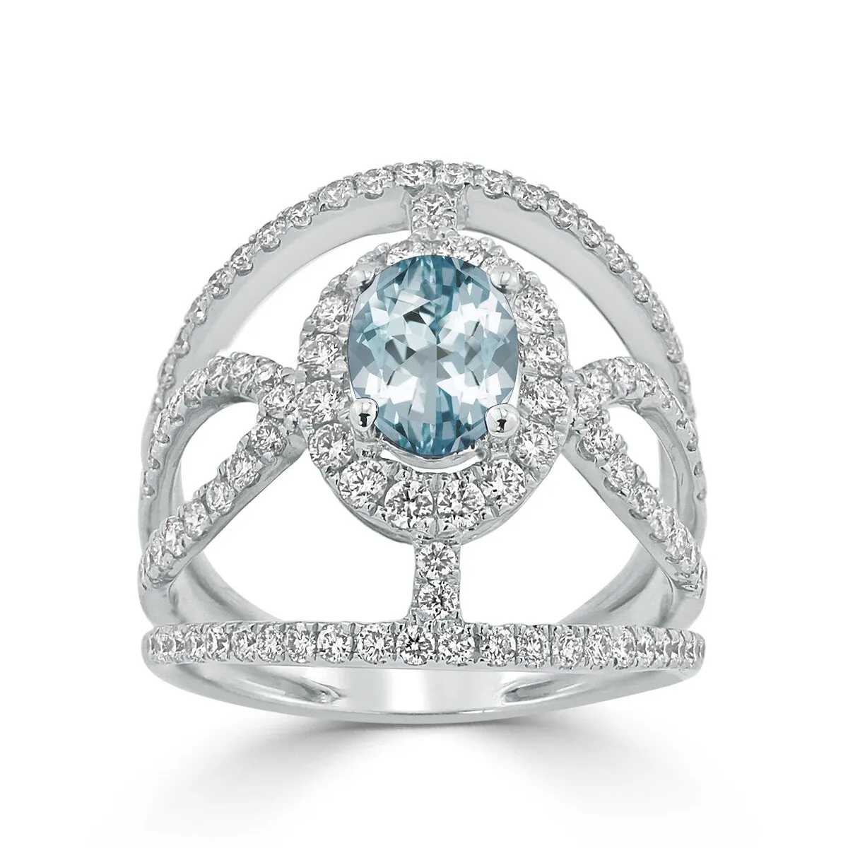 Auriya Modern 5/8ct Oval-cut Aquamarine and Diamond Ring 1ctw 18K Gold sold by Zulily