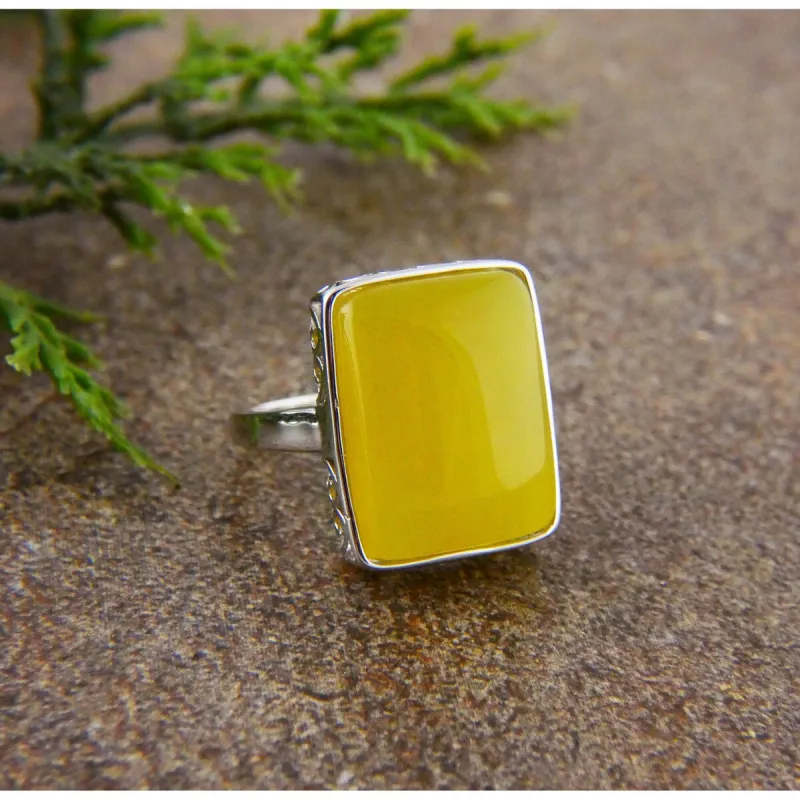 Vera & Co. Sterling Silver Golden Yellow Color Carnelian Rectangular Ring sold by Zulily