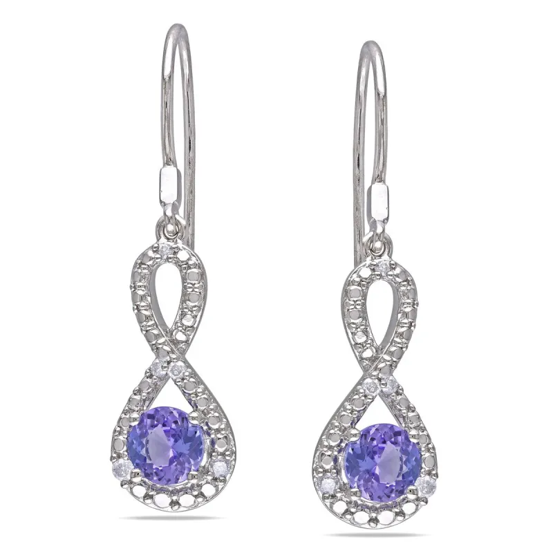 Miadora Sterling Silver Tanzanite 1/10ct TDW Diamond Infinity Earrings sold by Zulily