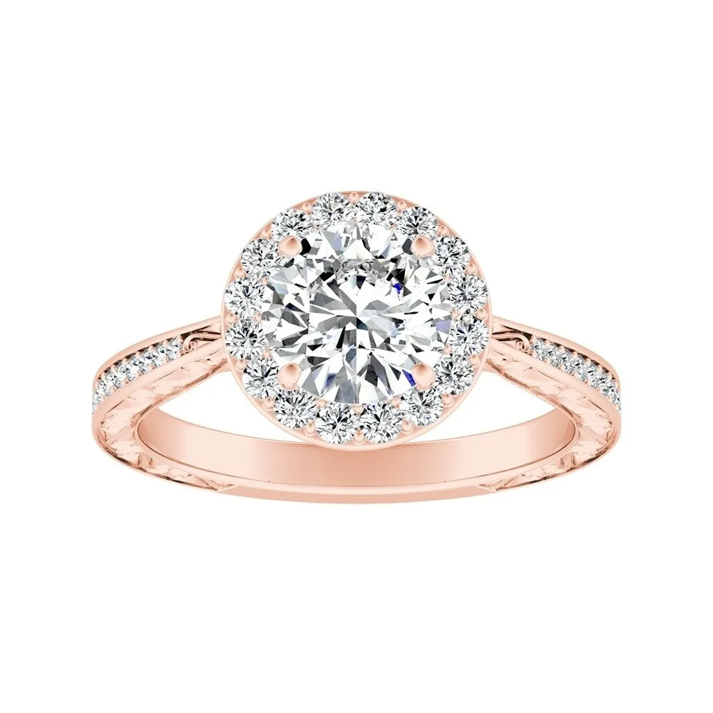 Auriya 14k Gold Vintage 2 1/2ct Round Moissanite and 3/8ctw Halo Diamond Engagement Ring 14K sold by Zulily product image thumbnail 3