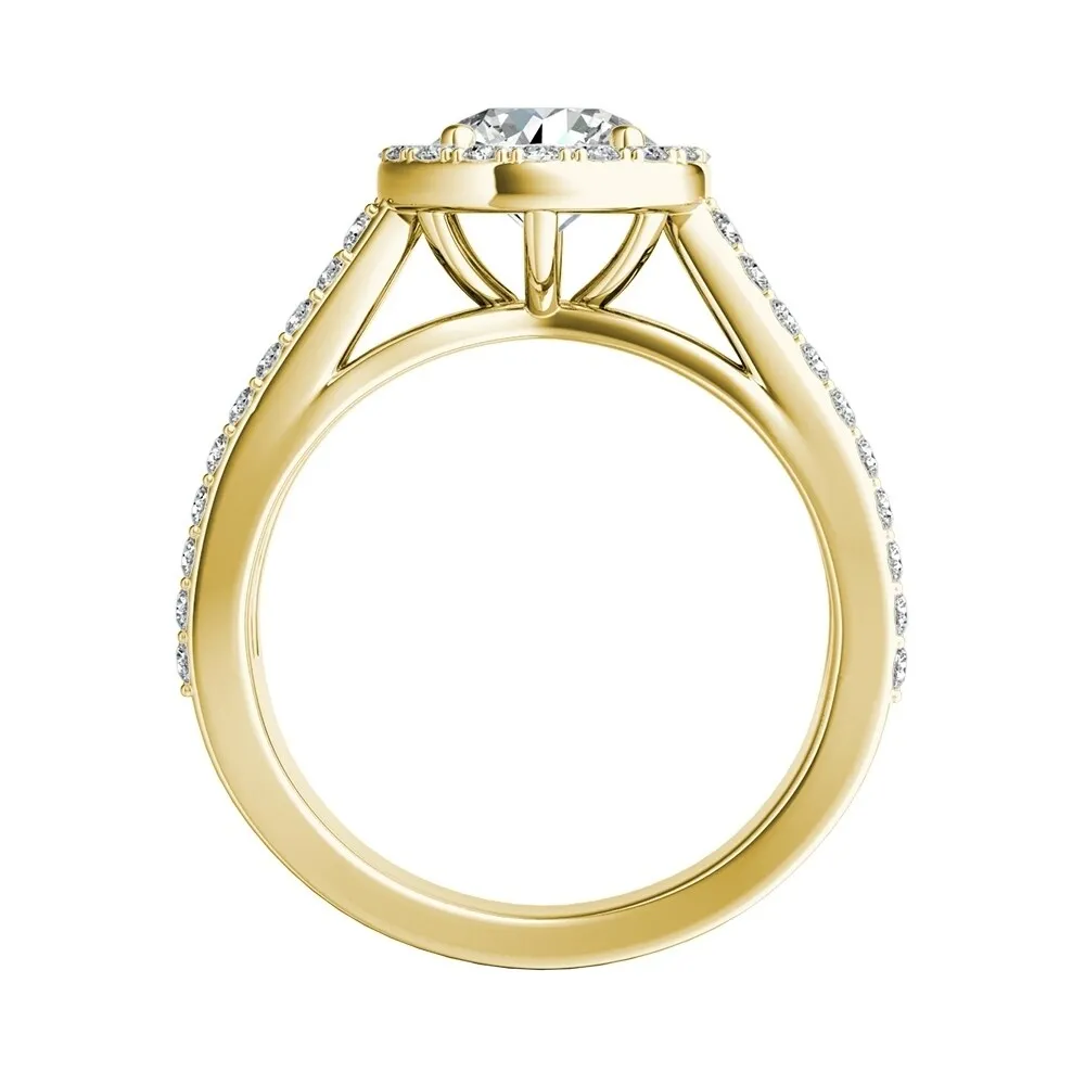 Auriya 14k Gold 2 1/2ct Round Moissanite and 3/4ct TDW Halo Diamond Engagement Ring sold by Zulily product image thumbnail 5