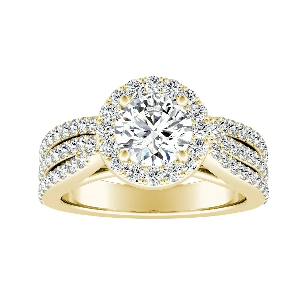Auriya 14k Gold 2 1/2ct Round Moissanite and 3/4ct TDW Halo Diamond Engagement Ring sold by Zulily product image thumbnail 2