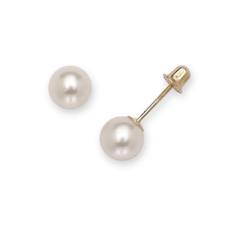 Curata 14k Yellow Gold 6mm Freshwater Cultured Round Pearl Screw Back Stud Earrings sold by Zulily