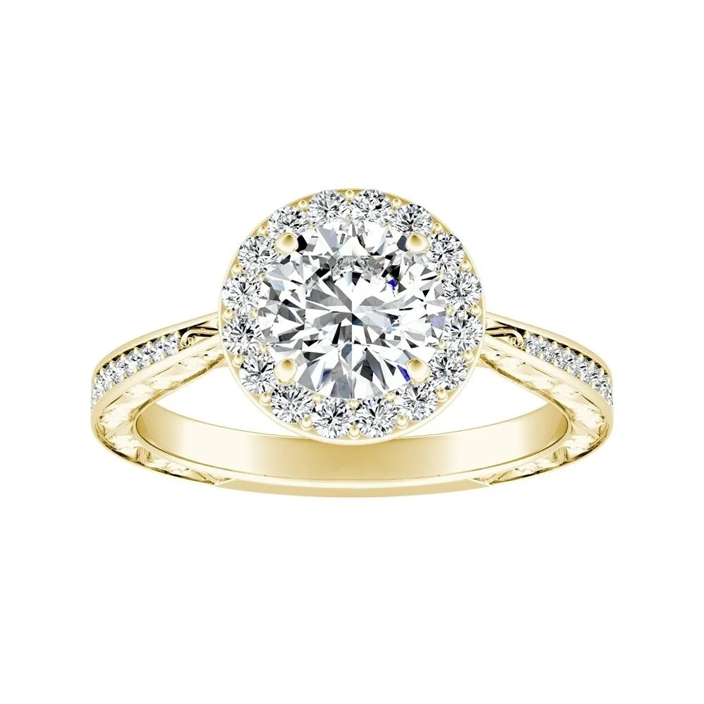 Auriya 14k Gold Vintage 2 1/2ct Round Moissanite and 3/8ctw Halo Diamond Engagement Ring 14K sold by Zulily product image thumbnail 2